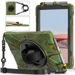 Per Microsoft Surface Go 4/3/2/1 Custodia protettiva in silicone colorato antiurto + PC con supporto, tracolla, cinturino da polso e slot per penna (CP Camouflage)