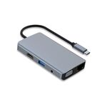 9 in 1 RJ45 + 100 W PD + SD/TF + USBx2 + HDMI + VGA + adattatore da 3,5 mm AUX a HUB di tipo C