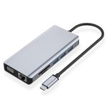 12 in 1 RJ45 + 100 W PD + SD/TF + USB 3.0x5+ HDMI + VGA + adattatore da 3,5 mm AUX a HUB di tipo C