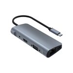 9 in 1 RJ45 + PD + SD/TF + USB 3.0 x 2 + HDMI + VGA + Adattatore da audio a USB-C / HUB di tipo C