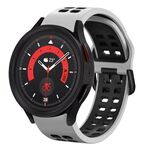 Per Samsung Galaxy Watch 5 44mm 20mm Cinturino in silicone bicolore traspirante (bianco + nero)