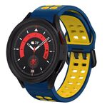 Per Samsung Galaxy Watch 5 44mm 20mm Cinturino in silicone bicolore traspirante (blu notte + giallo)