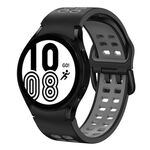 Per Samsung Galaxy Watch 4 40mm 20mm Cinturino in silicone bicolore traspirante (nero + grigio)