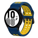 Per Samsung Galaxy Watch 4 40mm 20mm Cinturino in silicone bicolore traspirante (blu notte + giallo)