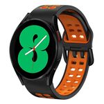 Per Samsung Galaxy Watch 4 44mm 20mm Cinturino in silicone bicolore traspirante (nero + arancione)