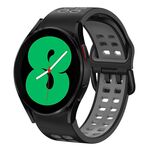 Per Samsung Galaxy Watch 4 44mm 20mm Cinturino in silicone bicolore traspirante (nero + grigio)