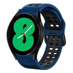 Per Samsung Galaxy Watch 4 44mm 20mm Cinturino in silicone bicolore traspirante (blu notte + nero)