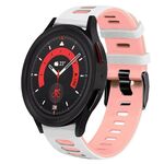 Per Samsung Galaxy Watch 5 44mm 20mm Cinturino in silicone bicolore (bianco + rosa)