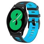 Per Samsung Galaxy Watch 4 44mm 20mm Cinturino in silicone bicolore (nero + blu)