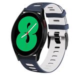 Per Samsung Galaxy Watch 4 44mm 20mm Cinturino in silicone bicolore (blu notte + bianco)