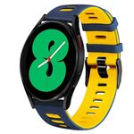 Per Samsung Galaxy Watch 4 44mm 20mm Cinturino in silicone bicolore (blu notte + giallo)