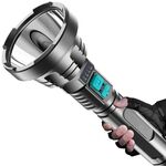 Torcia a luce forte USB ricaricabile LED Illuminazione esterna a lungo raggio super luminosa (Nero)