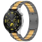 Per Huawei Watch GT4 / GT3 / GT2 / GT 46mm cinturino in metallo con fibbia HW a tre ceppi (grigio oro)