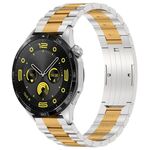 Per Huawei Watch GT4 / GT3 / GT2 / GT 46mm cinturino in metallo con fibbia HW a tre ceppi (argento oro)