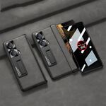 Custodia per telefono in pelle privacy integrata con cerniera pieghevole smerigliata per Honor Magic VS GKK con supporto (grigio)