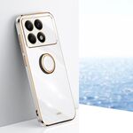 Per Xiaomi Redmi K70 XINLI Straight Edge 6D Custodia per telefono in TPU elettrolitico con supporto ad anello (bianco)
