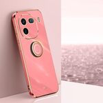 Per vivo iQOO 12 Pro 5G XINLI Straight Edge 6D Custodia per telefono in TPU placcato con supporto ad anello (biancospino rosso)