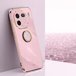 Per vivo iQOO 12 5G XINLI Straight Edge 6D Placca Custodia per telefono in TPU con supporto ad anello (Viola ciliegia)