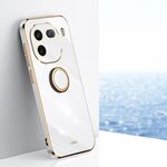 Per vivo iQOO 12 5G XINLI Straight Edge 6D Placca Custodia per telefono in TPU con supporto ad anello (Bianco)