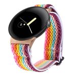 Per Google Pixel Watch 2 / Pixel Watch Cinturino in nylon intrecciato Wave (arcobaleno)