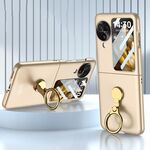 Per OPPO Find N3 Flip GKK Custodia per PC con supporto ad anello triassiale ultrasottile (Oro)