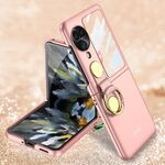 Per OPPO Find N3 Flip GKK Custodia per telefono con anello rotante ultrasottile integrato a copertura totale (rosa)