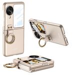 Per OPPO Find N3 Flip GKK Custodia per telefono ultrasottile integrata a copertura totale con supporto ad anello (Oro)