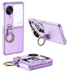 Per OPPO Find N3 Flip GKK Custodia per telefono ultrasottile integrata a copertura totale con supporto ad anello (viola)