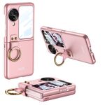 Per OPPO Find N3 Flip GKK Custodia per telefono ultrasottile integrata a copertura totale con supporto ad anello (rosa)