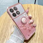 Custodia per telefono all-inclusive con anello floreale immortale con glitter sfumato per Xiaomi Redmi K70 (rosa)