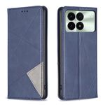 Custodia per telefono in pelle magnetica con texture romboidale per Xiaomi Redmi K70 / K70 Pro (blu)