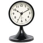 Sveglia da tavolo silenziosa retrò in metallo, orologio da comodino per studenti con luce notturna (nero)