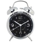 Orologio al quarzo con campana ad anello in metallo elettrolitico da 4,5 pollici con luce notturna, Stile: nero