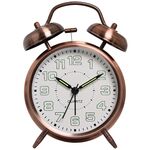 Orologio al quarzo con campana ad anello in metallo elettrolitico da 4,5 pollici con luce notturna, Stile: rame rosso B