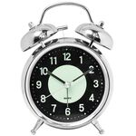 Orologio al quarzo con campana ad anello in metallo elettrolitico da 4,5 pollici con luce notturna, Stile: nero luminoso