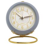Orologio rotondo in metallo Sveglia elettronica silenziosa per bambini con luce (viola)
