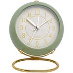 Orologio rotondo in metallo Sveglia elettronica silenziosa per bambini con luce (verde)