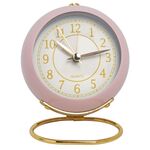 Orologio rotondo in metallo Sveglia elettronica silenziosa per bambini con luce (rosa)