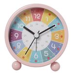 Sveglia educativa per bambini Piccolo orologio da tavolo muto con luce notturna, Stile: rosa