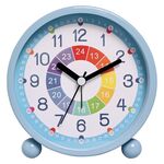 Sveglia educativa per bambini Piccolo orologio da tavolo muto con luce notturna, Stile: Blu B
