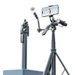 Selfie Stick con treppiede in metallo da 2 m con 4 interfacce di espansione per fotocamera del telefono (nero)