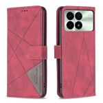 Custodia per telefono in pelle con texture romboidale con fibbia magnetica per Xiaomi Redmi K70 / K70 Pro (rosso)