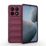 Per Xiaomi Redmi K70E 5G Magic Shield TPU + custodia per telefono in flanella (vino rosso)