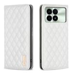 Per Xiaomi Redmi K70 / K70 Pro Custodia a vibrazione magnetica in pelle con reticolo di diamanti (bianca)