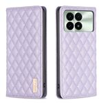 Per Xiaomi Redmi K70 / K70 Pro Custodia a vibrazione magnetica in pelle con reticolo di diamanti (viola)