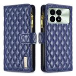 Per Xiaomi Redmi K70 / K70 Pro Custodia a portafoglio in pelle con cerniera a reticolo di diamanti (blu)