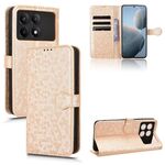 Custodia per telefono in pelle con texture a nido d'ape per Xiaomi Redmi K70 5G / K70 Pro 5G (oro)