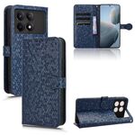 Custodia per telefono in pelle con texture a nido d'ape per Xiaomi Redmi K70 5G / K70 Pro 5G (blu)