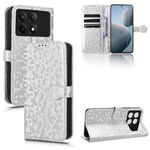 Custodia per telefono in pelle con texture a nido d'ape per Xiaomi Redmi K70 5G / K70 Pro 5G (argento)