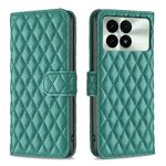 Per Xiaomi Redmi K70 / K70 Pro Custodia a portafoglio in pelle con reticolo di diamanti (verde)